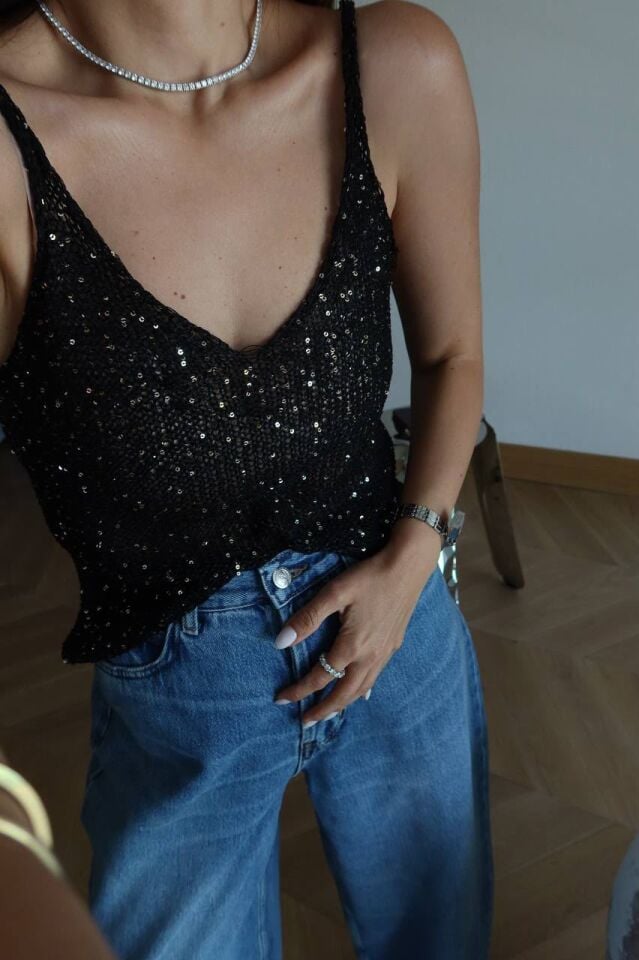 Pullu Ajurlu Askılı Triko