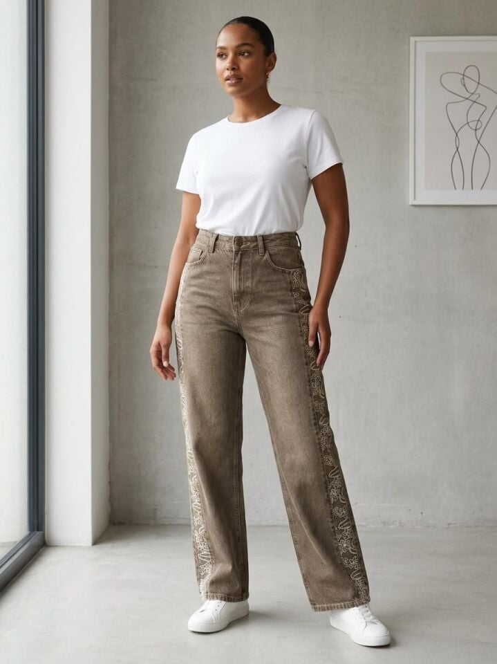 Nakış Detay Denim Jean