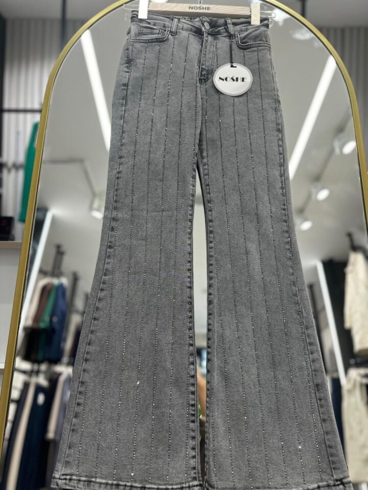 Likralı Taşlı Kot Pantolon