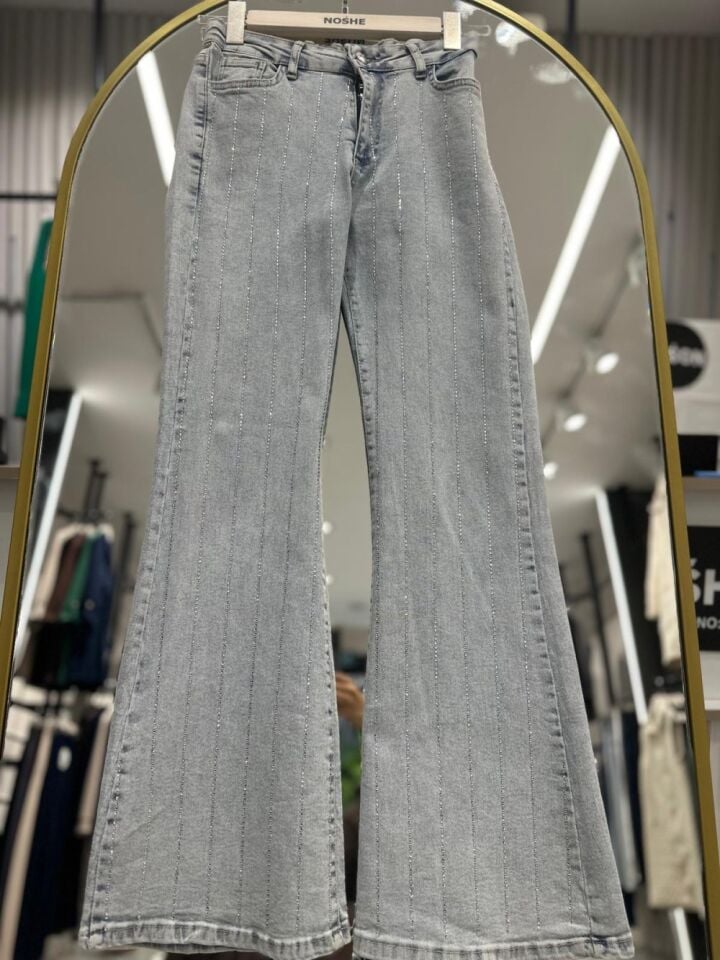 Likralı Taşlı Kot Pantolon