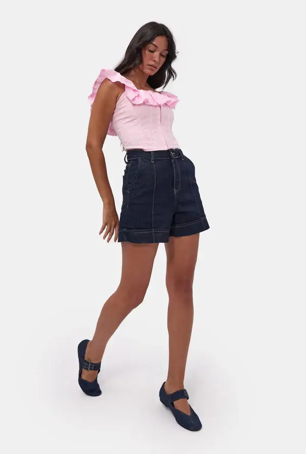 Straight Fit Relax Denim Şort