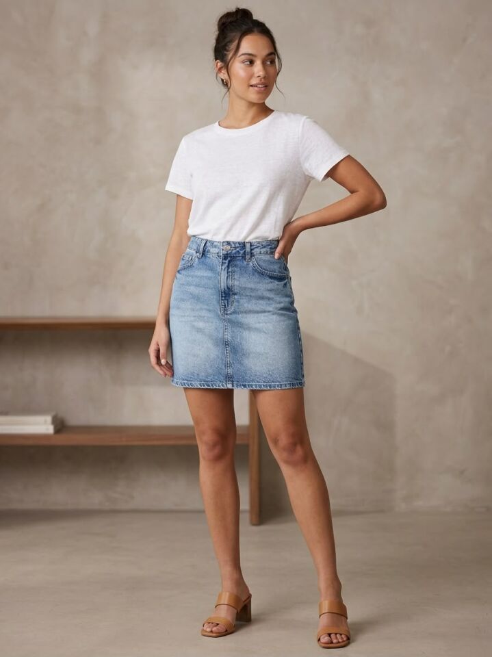 Straight Mini Denim Etek