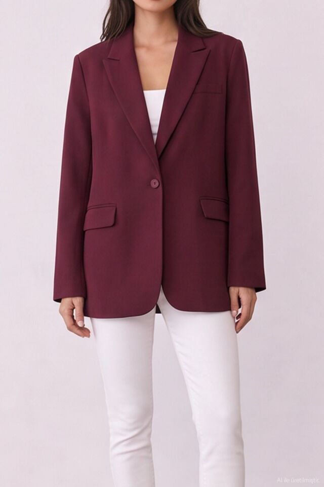 Oversize Blazer Ceket Mürdüm