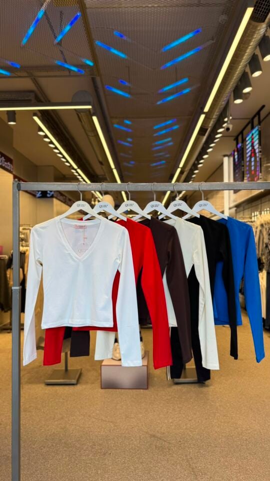 V yaka Fit Basic Uzun Kollu